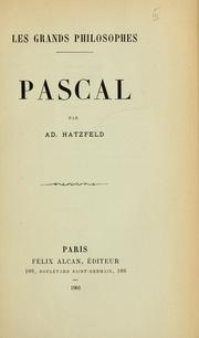 Cover of: Pascal. by Adolphe Hatzfeld