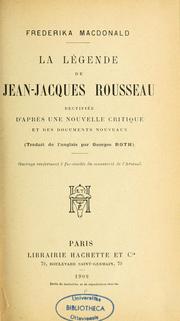 Cover of: La légende de Jean-Jacques Rousseau rectifiée