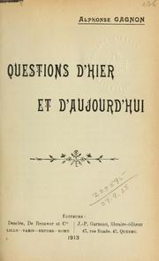 Cover of: Questions d'hier et d'aujourd'hui