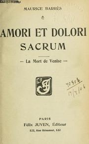 Cover of: Amori et dolori sacrum
