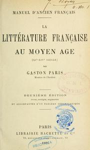 Cover of: littérature française au Moyen Âge.