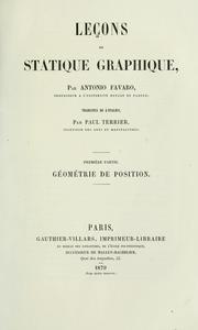 Cover of: Leçons de statique graphique