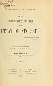 Cover of: De la justification du délit par l'état de nécessité