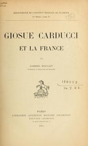 Cover of: Giosue Carducci et la France.