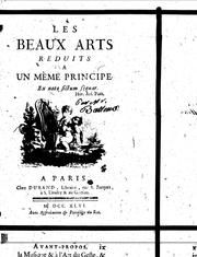 Cover of: Les beaux arts réduits à un même principe --