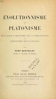 Cover of: Évolutionnisme et platonisme: mélanges dhistoire de la philosophie et dhistoire des sciences.