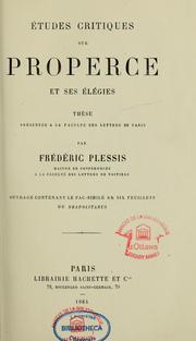Cover of: Études critiques sur Properce et ses élégies
