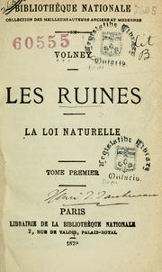 Cover of: Les ruines. La loi naturelle.