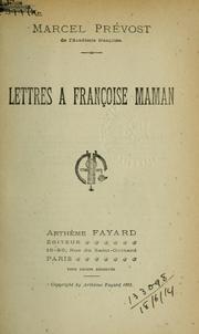 Cover of: Lettres à Françoise maman.