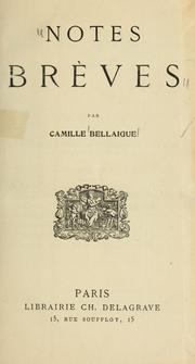 Cover of: Notes brèves