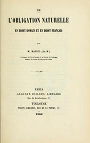 Cover of: De l'obligation naturelle en droit romain et en droit français by Henri Massol, Henri Massol