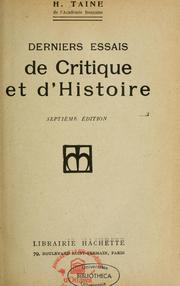Cover of: Derniers essais de critique et d'histoire