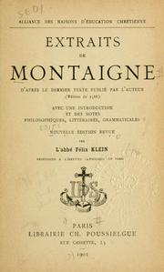 Cover of: Extraits de Montaigne