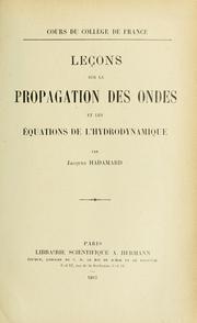 Cover of: Leçons sur la propagation des ondes et les équations de l'hydrodynamique