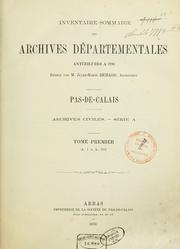 Cover of: Archives civiles by Pas-de-Calais (France). Archives départementales.