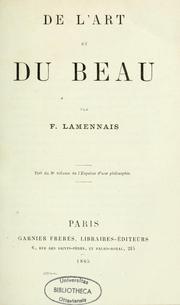 Cover of: De l'art et du beau: Tiré du 3e volume de l'Esquisse d'une philosophie