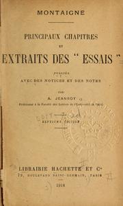 Cover of: Principaux chapitres et extraits des "assais"