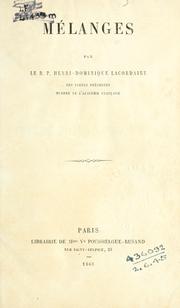 Cover of: Mélanges.