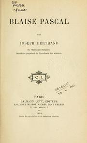 Cover of: Blaise Pascal by Joseph Bertrand