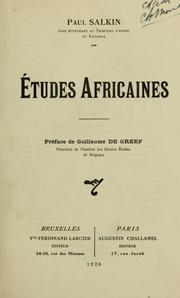 Cover of: Etudes africaines: Préf. de Guillaume de Greef