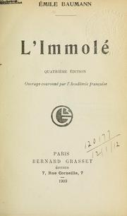 Cover of: L' immolè. by Émile Baumann