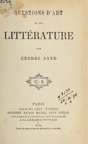 Cover of: Questions d'art et de littérature. by George Sand