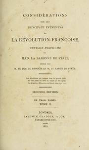 Cover of: Considérations sur les principaux événemens de la révolution françoise by Madame de Staël