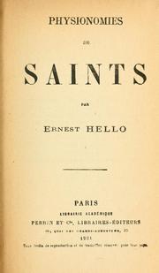 Cover of: Physionomies de saints. by Ernest Hello