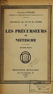 Cover of: Nietzsche: sa vie et sa pensée.