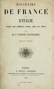 Cover of: Souvenirs de France et d'Italie dans les années 1830, 1831 et 1832