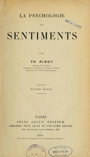 Cover of: La psychologie des sentiments by Théodule Armand Ribot