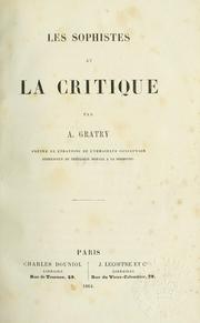 Cover of: Les sophistes et la critique.