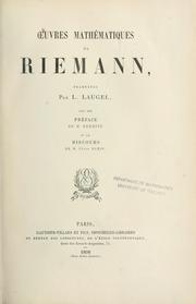 Cover of: Oeuvres mathématiques de Riemann