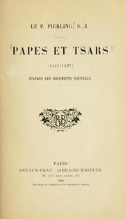 Cover of: Papes et tsars: (1547-1597) : d'après des documents nouveaux