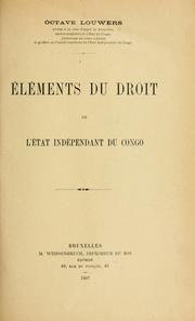 Cover of: Éléments du droit de l'État indépendant du Congo.
