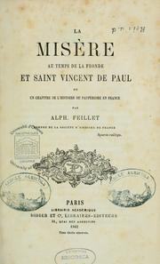 Cover of: La Misère au temps de la Fronde et saint Vincent de Paul: ou, Un chapitre de l'histoire du paupérisme en France.