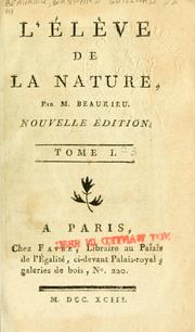 Cover of: L' élève de la nature.