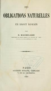 Cover of: Des obligations naturelles en droit romain