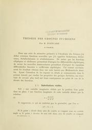 Cover of: Théorie des groupes fuchsiens by Henri Poincaré