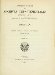 Cover of: Inventaire sommaire des Archives départementales anterieures a 1790. by Morbihan, France (Dept.)  Archives