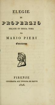 Cover of: Elegie by Sextus Propertius