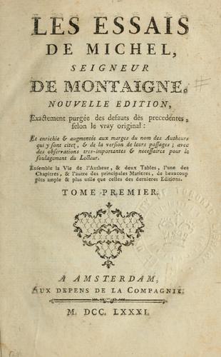 Les essais de Michel seigneur de Montaigne. (1781 edition) | Open Library