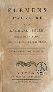 Cover of: Élémens d'algebre by Leonhard Euler