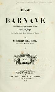 Cover of: Oeuvres.: Publiées par Mme Saint-Germaine sa soeur.  Mises en ordres et précédées d'une notice historique par Bérenger de la Drôme.