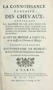 Cover of: La Connoissance parfaite des chevaux by 