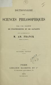 Cover of: Dictionnaire des sciences philosophiques by Adolphe Franck