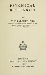 Psychical research by Sir William F. Barrett