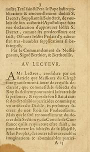 Cover of: Article de l'Eglise apporté au tiers Estat par Monsieur l'Eusque de Mascon: le matin V. iour de Ianuier 1615