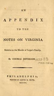 Cover of: An appendix to the notes on Virginia relative to the murder of Logan's family