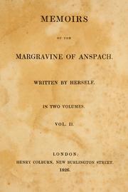 Cover of: Memoirs of the margravine of Anspach, Vol. II by Elizabeth Craven